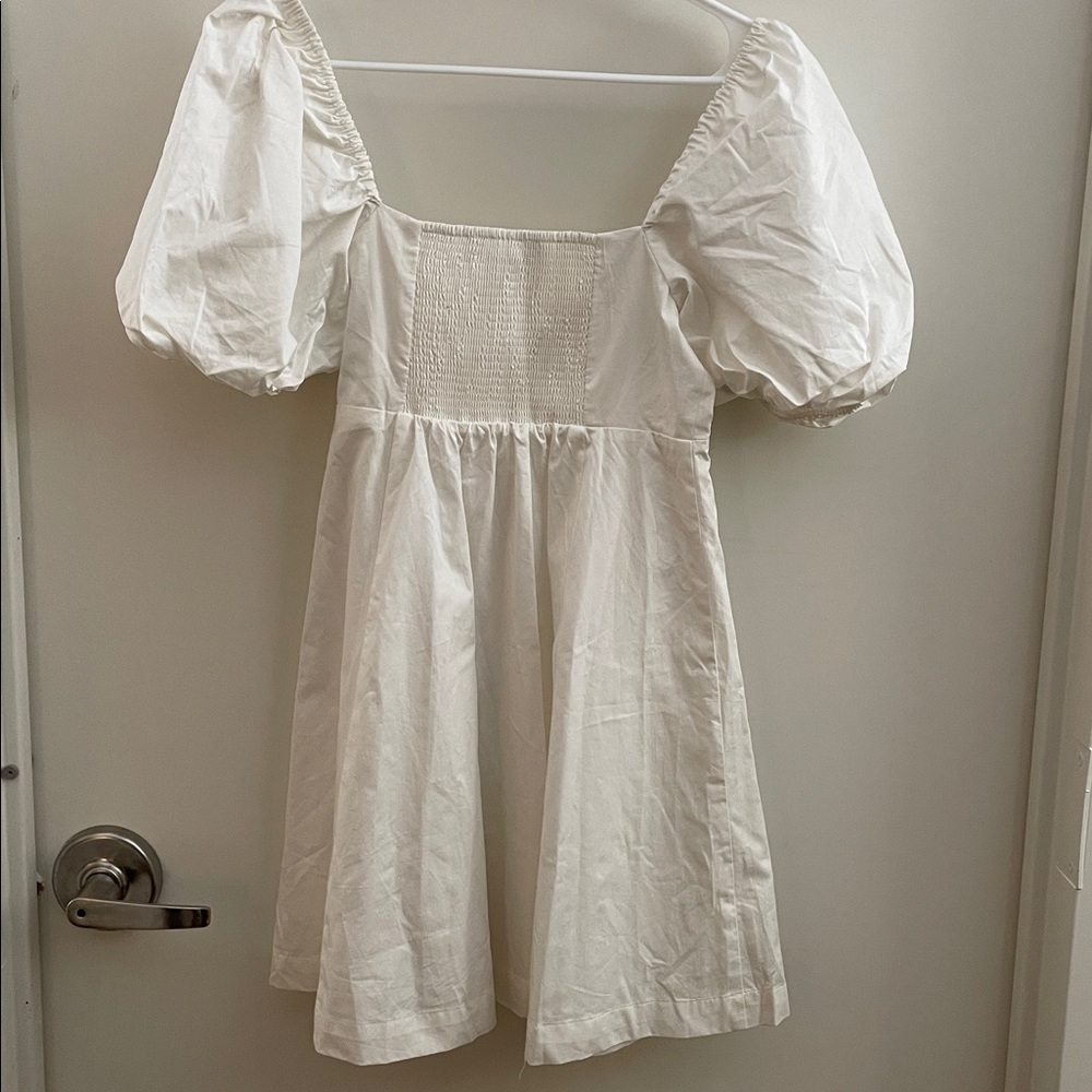 Hill House White Matilda Puff Sleeve Mini Dress small EUC - Picture 7 of 8